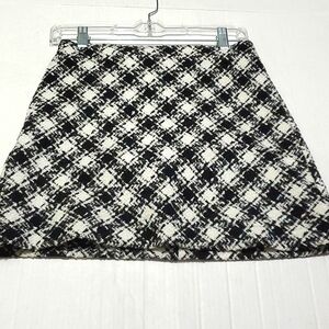 Gilli Black & White Twill Plaid Checkered Grunge Goth Mini Skirt